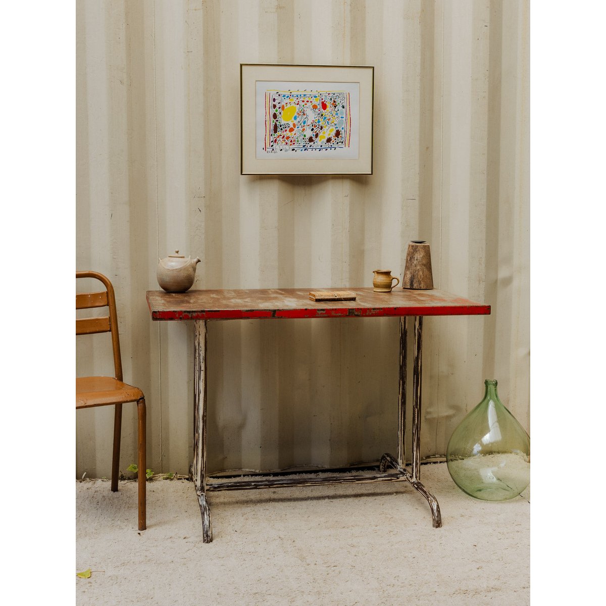 Table à manger en métal Karla N°1193 - Bon état gris, DEBONGOUT