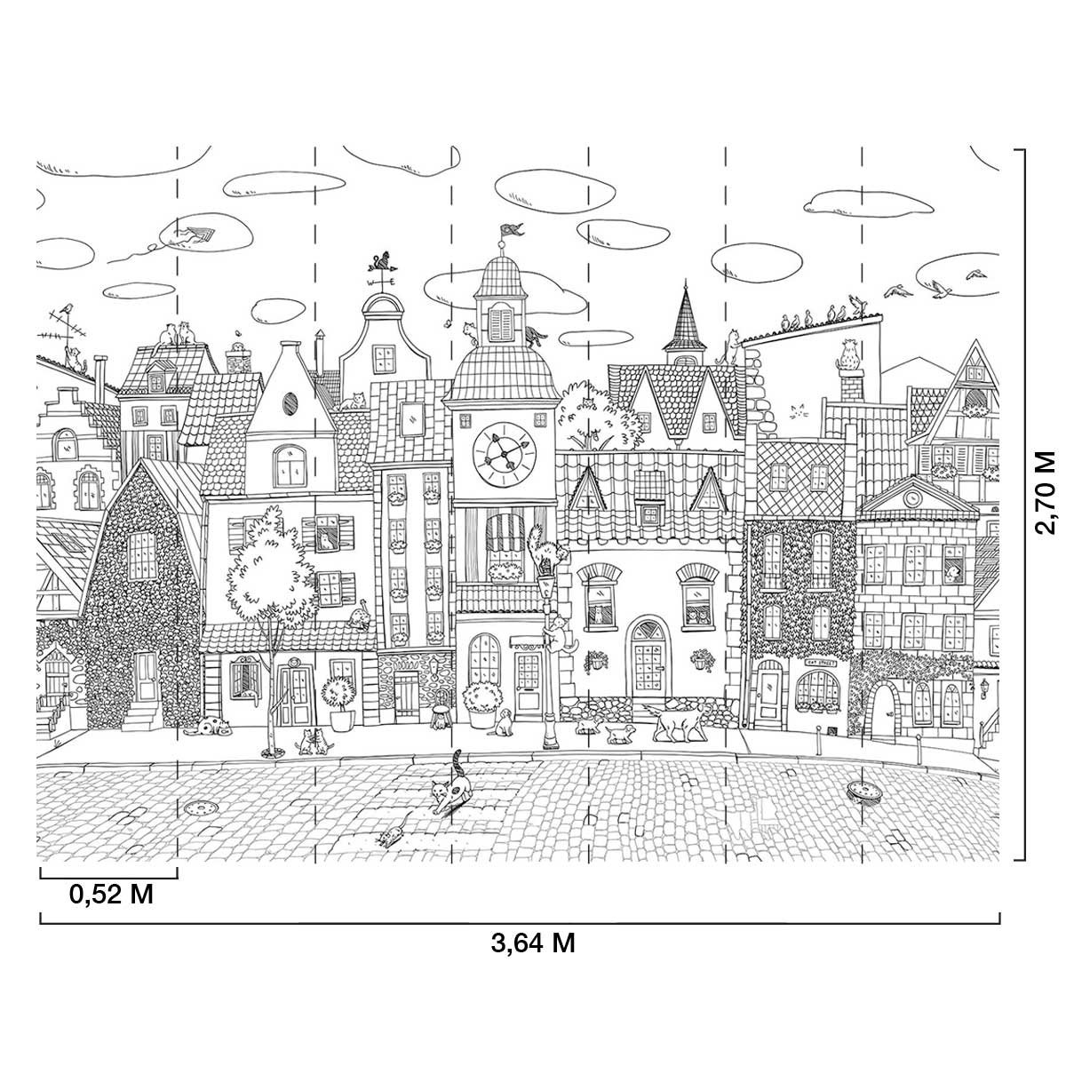 Papier enfant Les Felins des toits noir, HEXOA