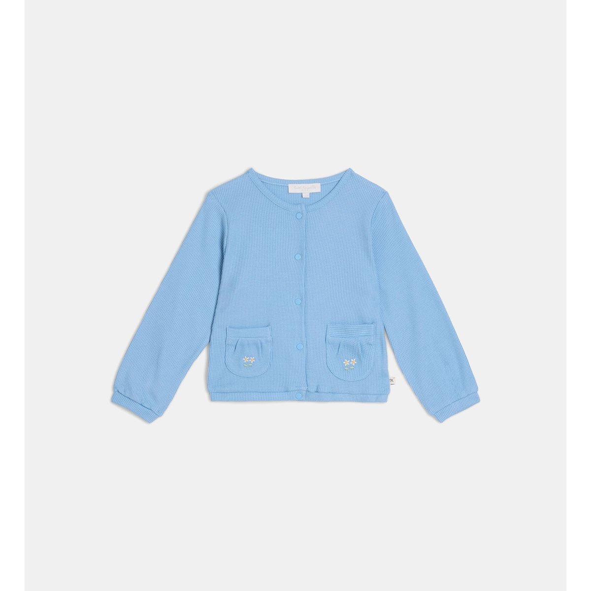 Gilet lalou en coton bio gaufré bleu, CADET ROUSSELLE