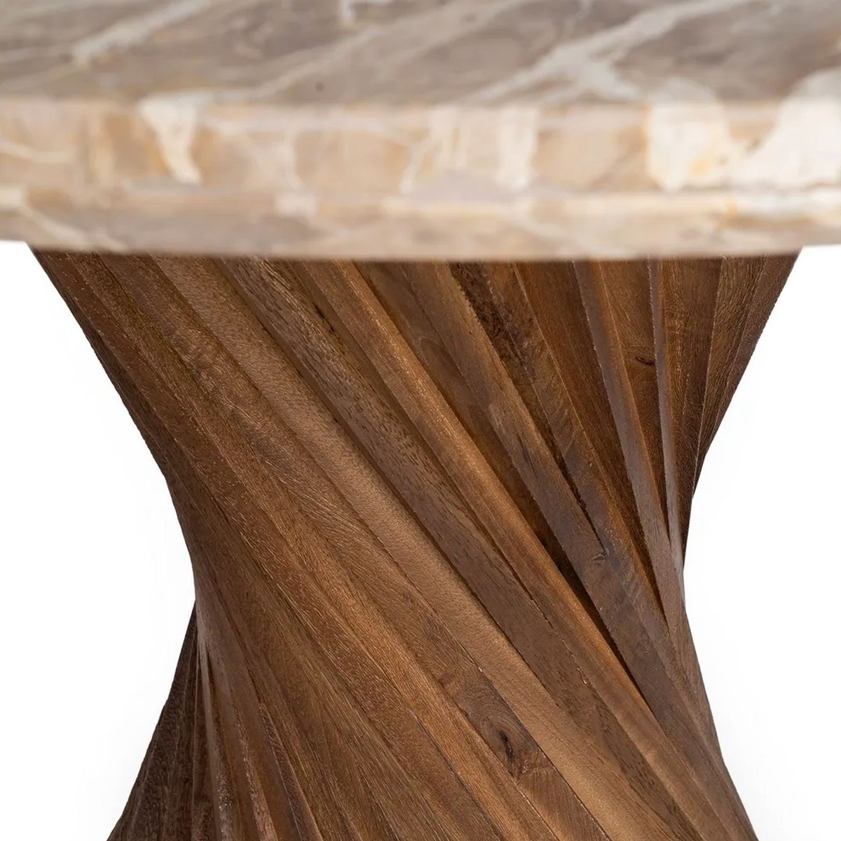 Table à manger design ronde bois et marbre 120x120x76cm bois, WADIGA