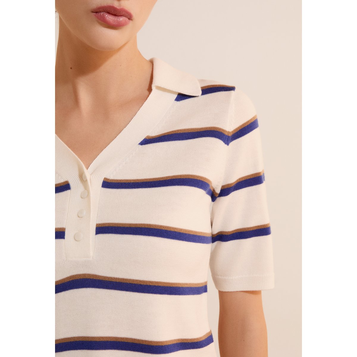 ETAM PULL SAMUEL - PULL COL PO ecru, ETAM