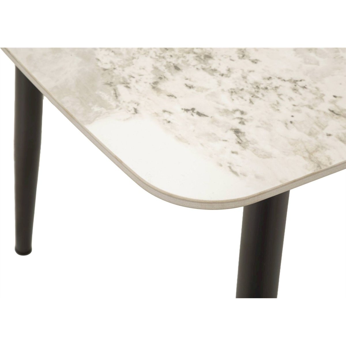 Table à manger céramique pieds en métal MODERN noir et blanc effet marbre, RECOLLECTION