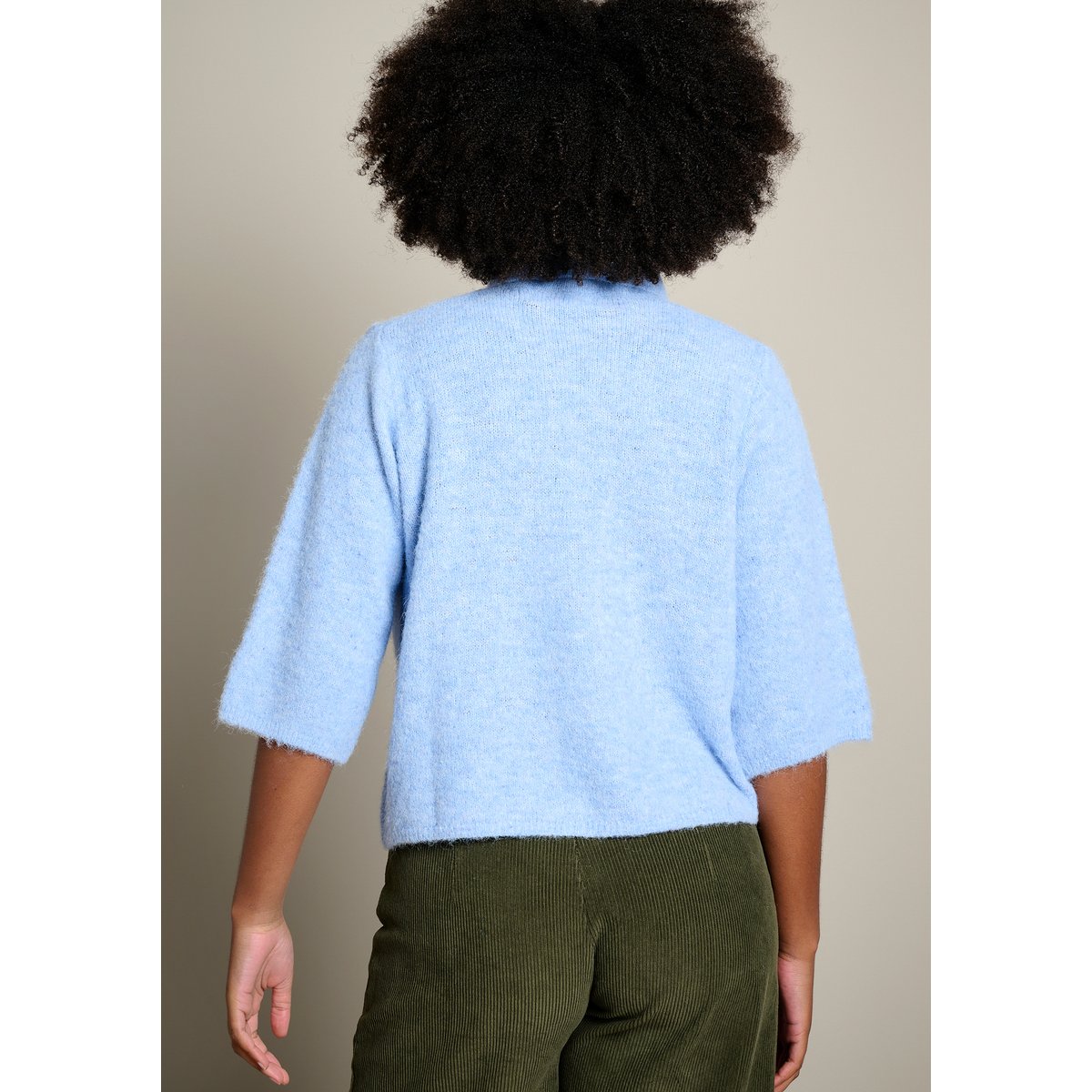 Cardigan à boutons noués bleu clair, LOLALIZA