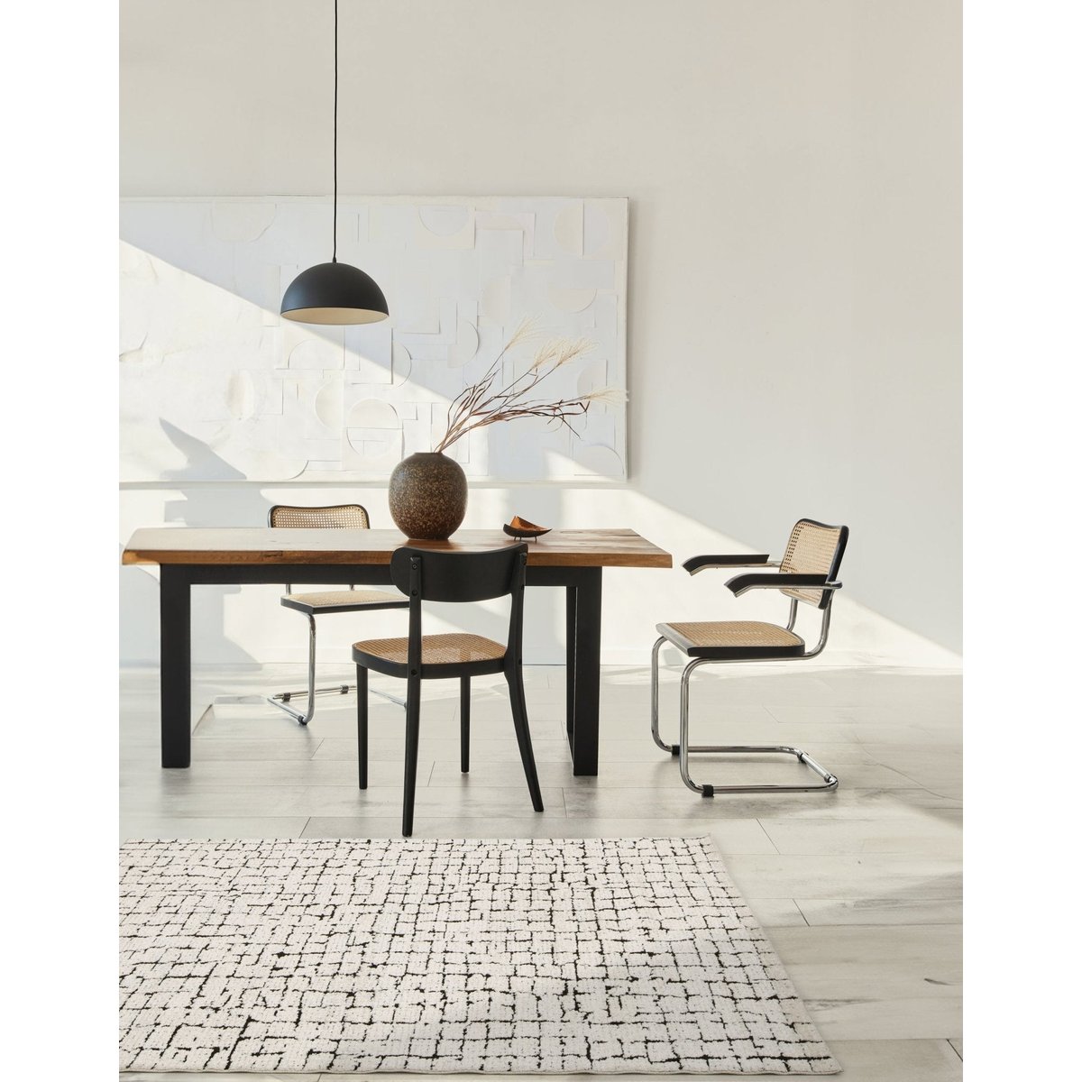 Tapis effet haut-et-bas ultra doux OBSIDIAN noir intense, AFK LIVING