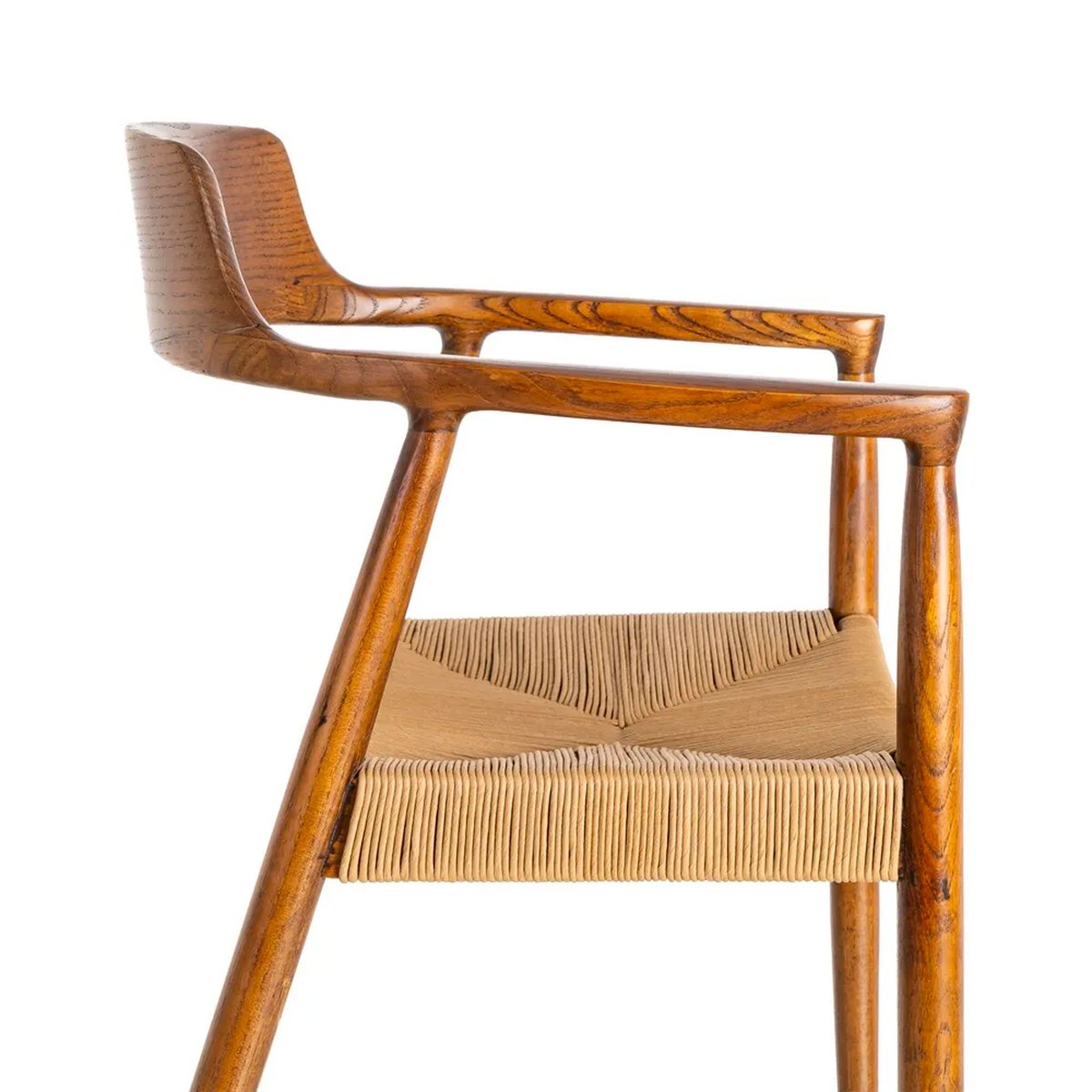 Fauteuil design en bois d'hévéa et assise cordage 57x57x78cm bois, WADIGA