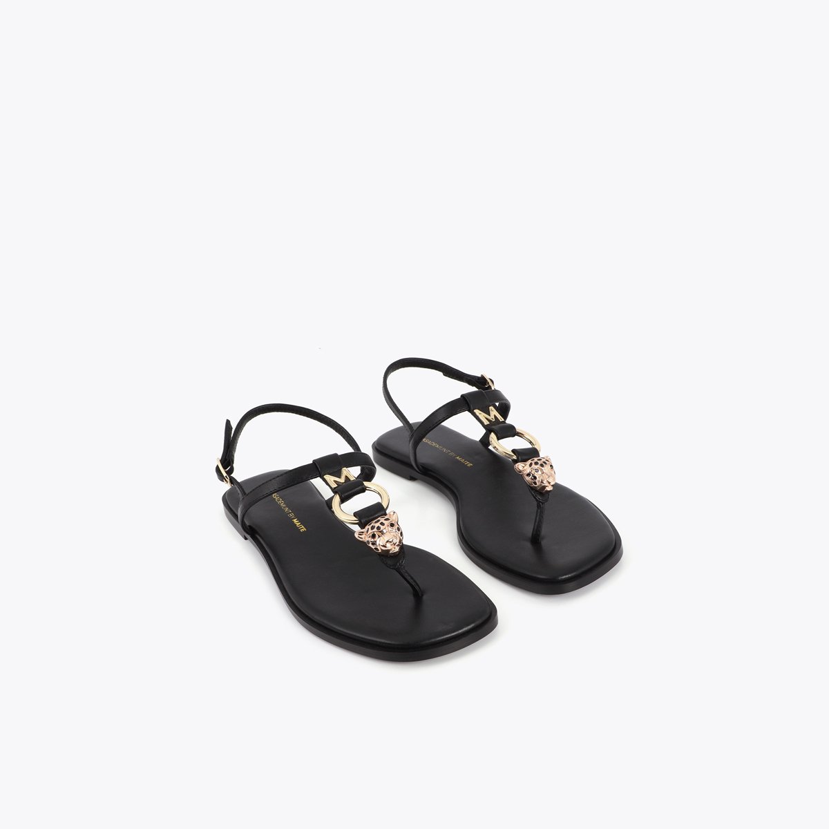 Sandales plates à bride avec anneau noir, LOLA CASADEMUNT