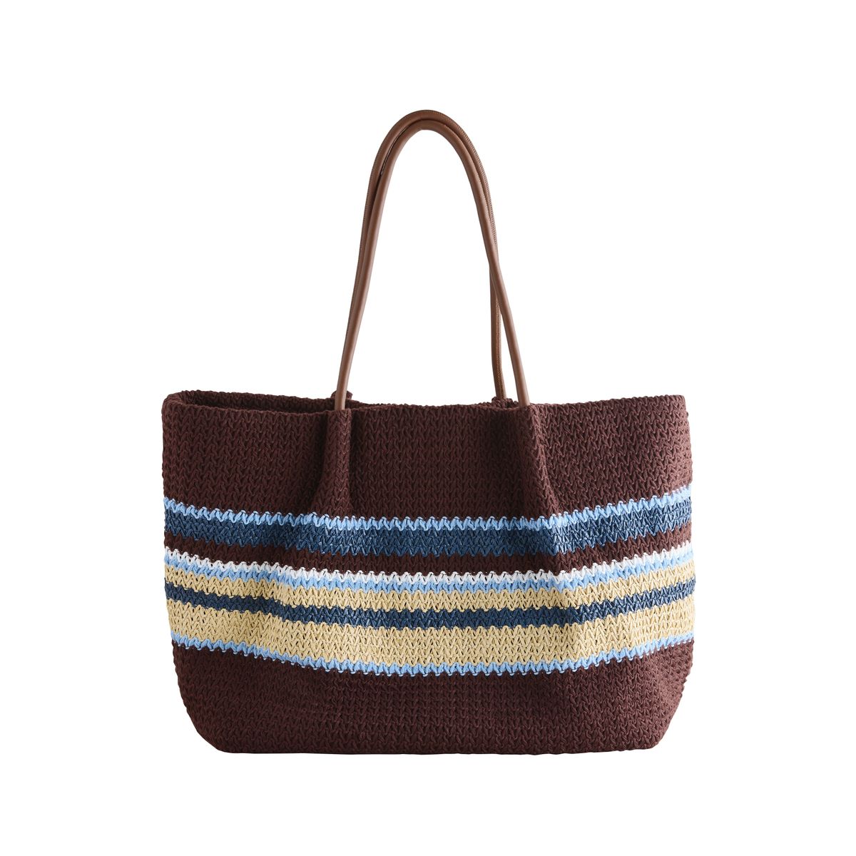 Sac porté épaule à rayures effet crochet marron chocolat, NEXT