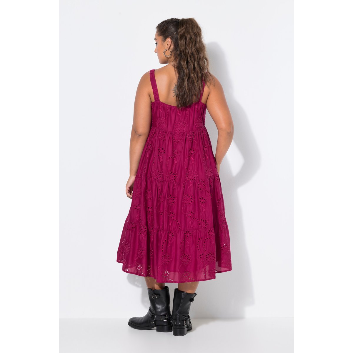 Robe midi à bretelles, coupe évasée mauve foncé, STUDIO UNTOLD