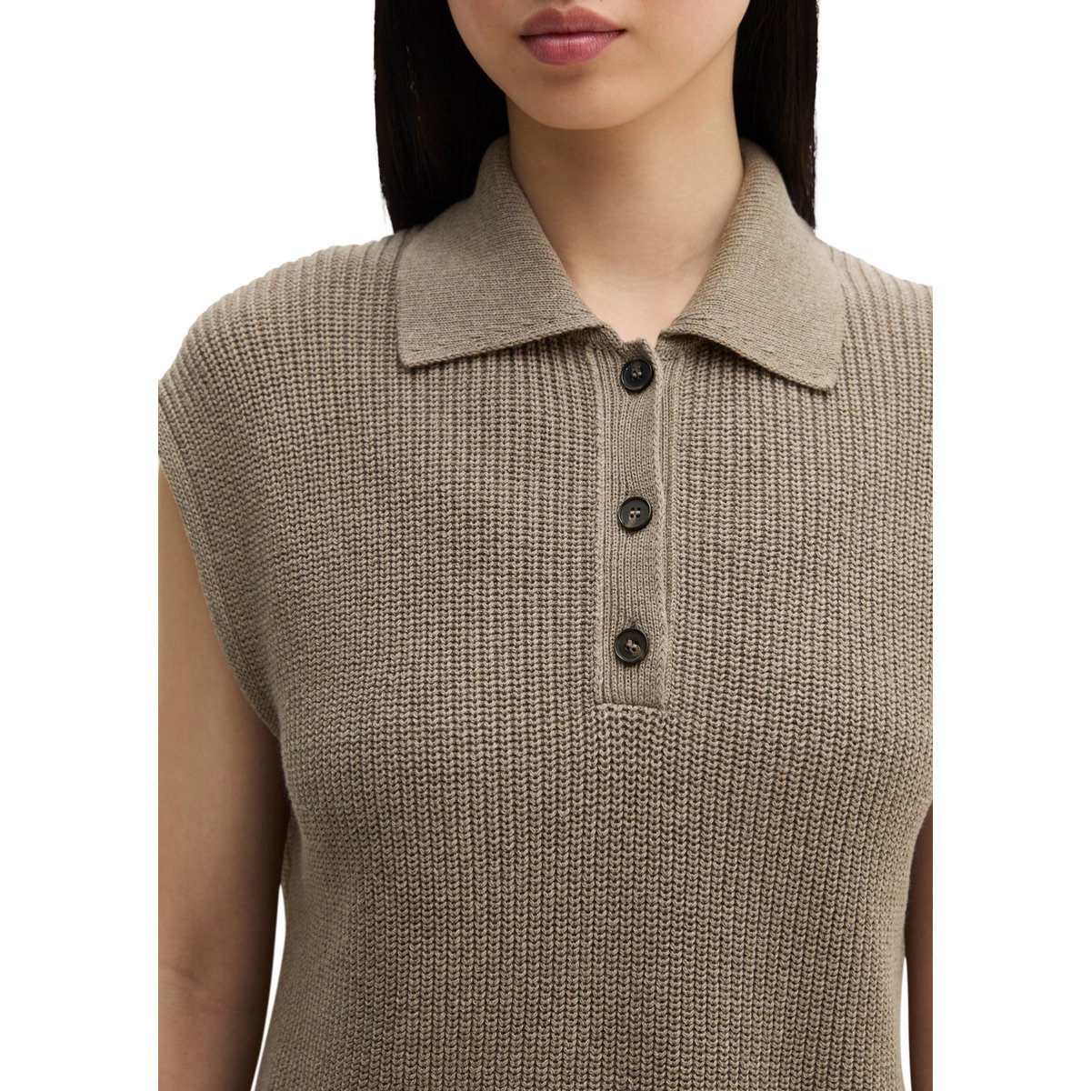 Polo en maille relaxed en qualité Organic Cotton beige, MARC O'POLO
