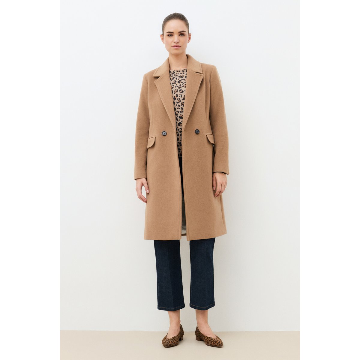 Manteau droit en laine GREGORY camel, CAROLL