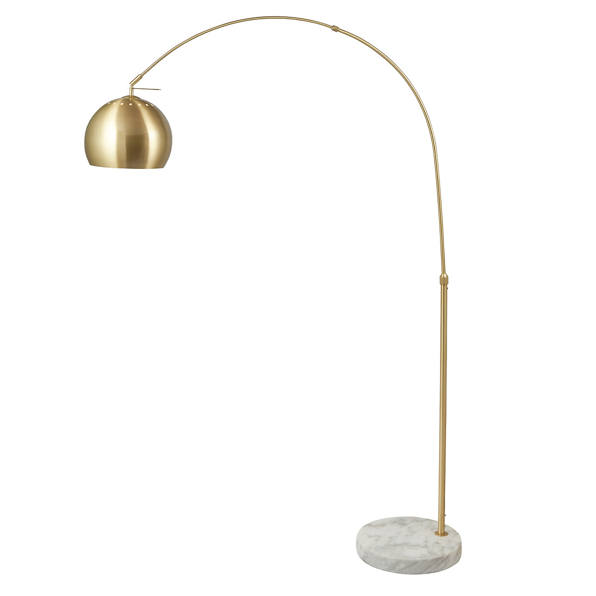 Fia Brushed Metal and White Marble Floor Lamp brass, SO'HOME