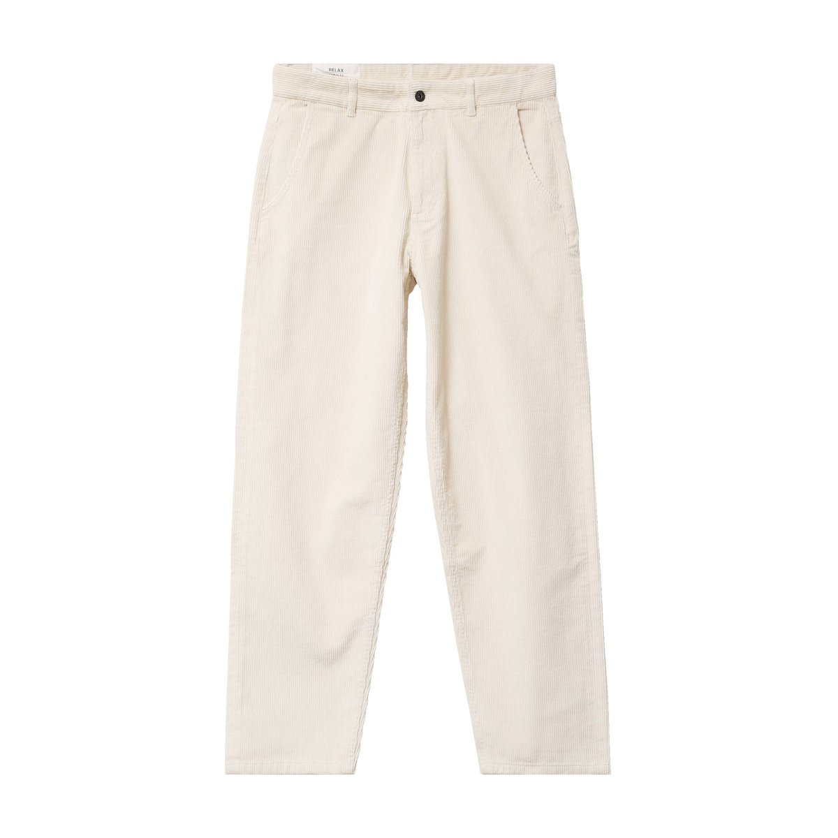 Pantalon droit en velours longueur 32 ecru, BONOBO