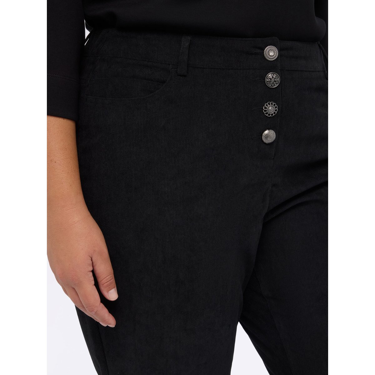 Pantalon Barrel en velours côtelé noir, FIORELLA RUBINO