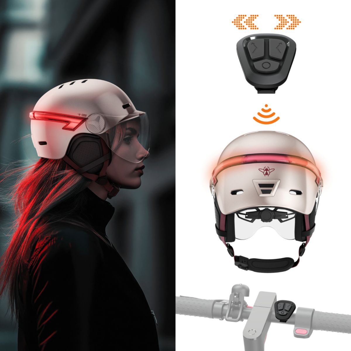 Casque trottinette Led Glow rose taille M rose, CASR