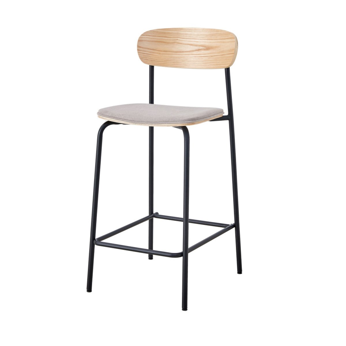 Lot de 2 chaises de bar en tissu et métal H66cm- ARNO gris clair, DRAWER