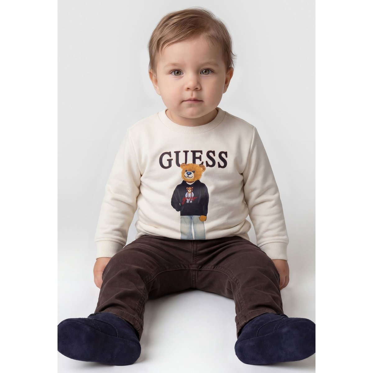 Sweatshirt Avec Logo Imprimé crème, GUESS KIDS