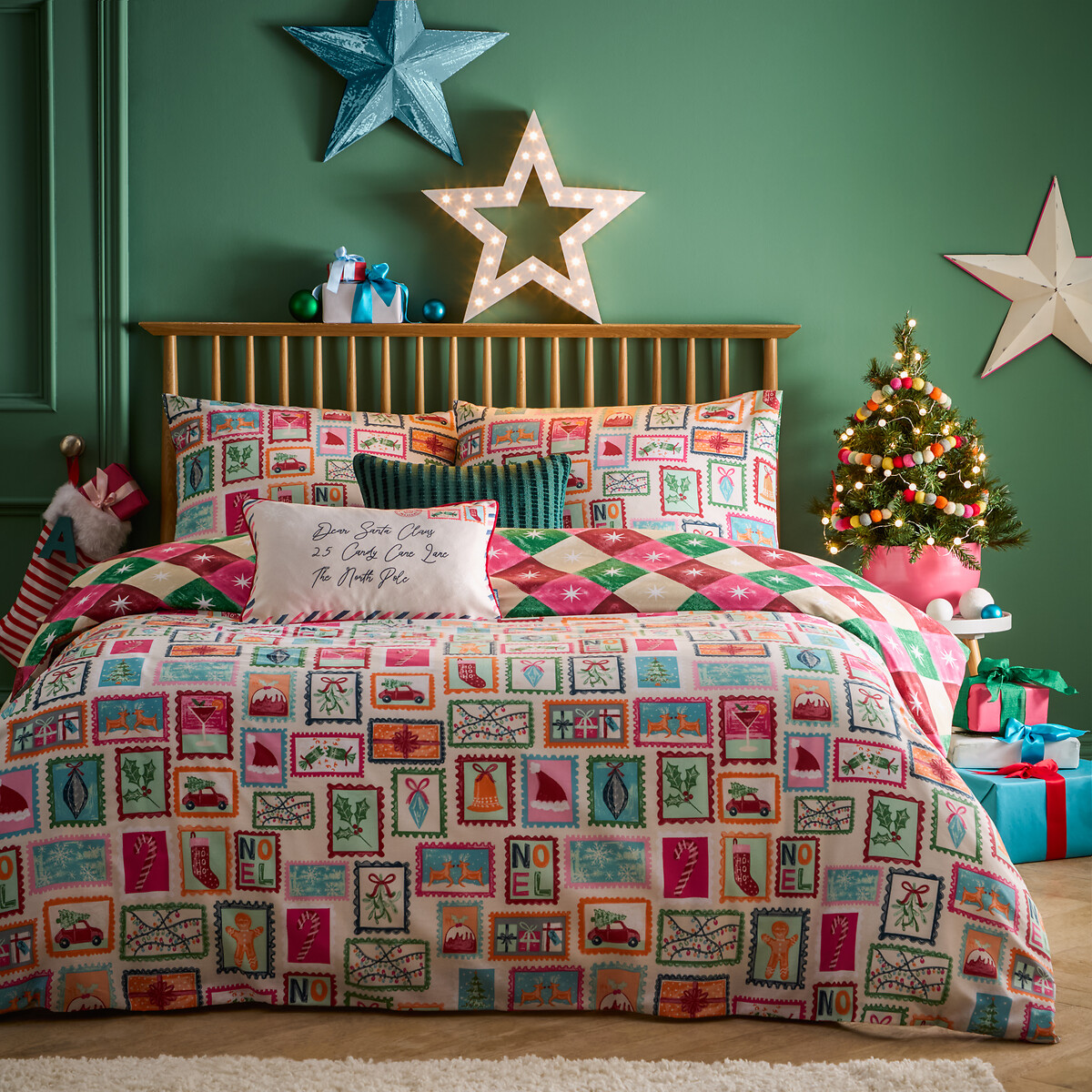 Dear Santa Printed Duvet Cover and Pillowcase Set multi-coloured, FURN.
