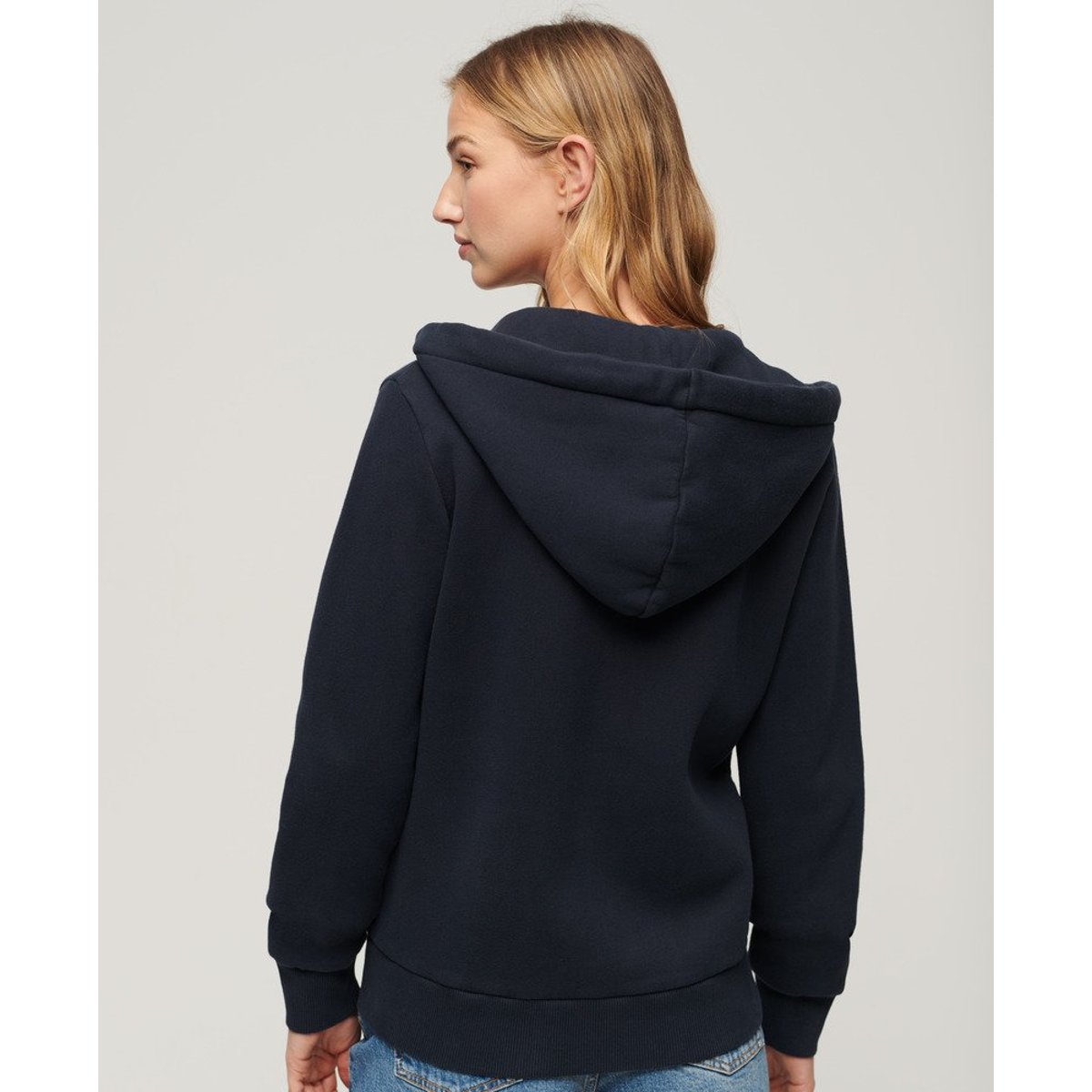 Sweat à capuche zippé à motif fluo bleu marine éclipse, SUPERDRY