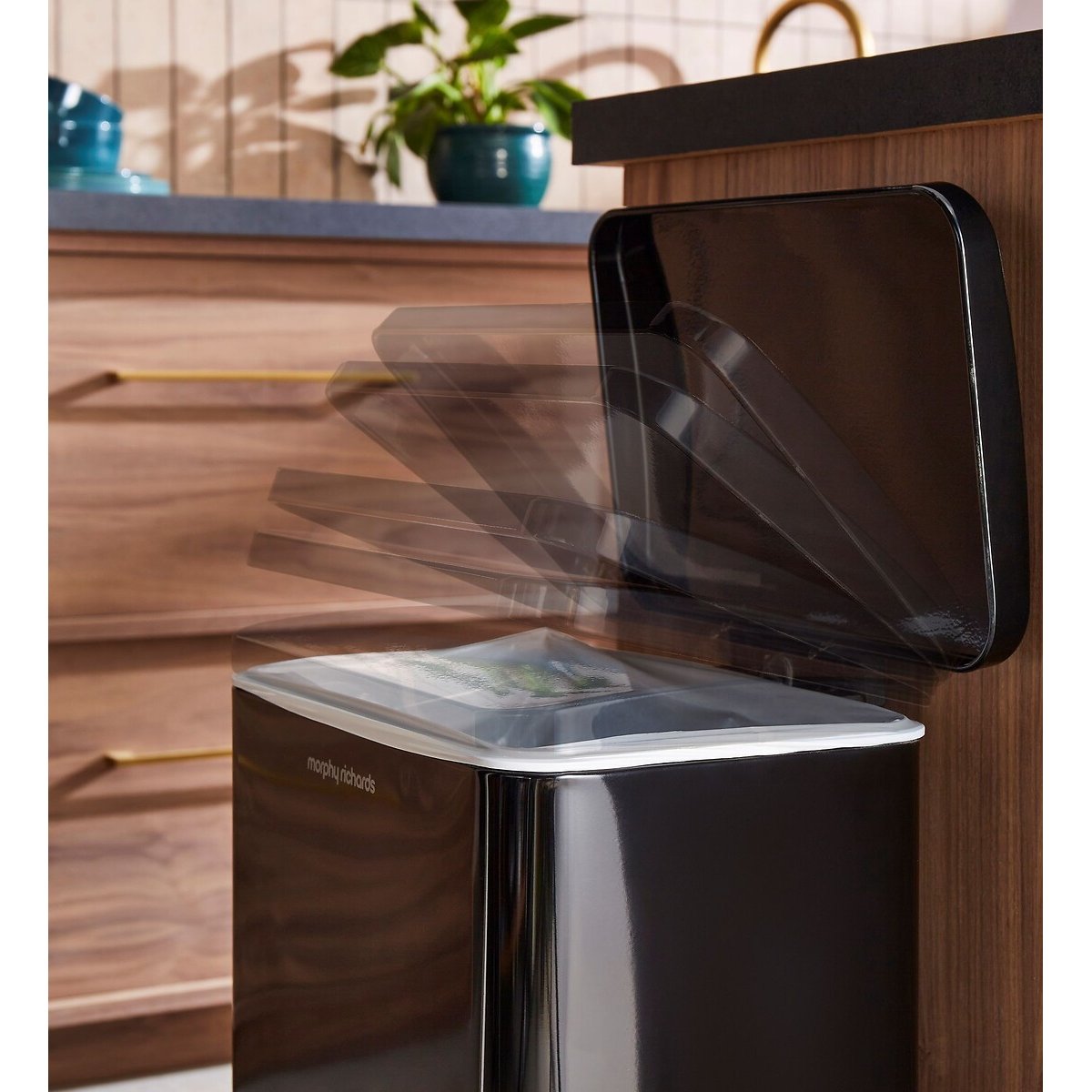 30L Rectangular Kitchen Bin black, MORPHY RICHARDS