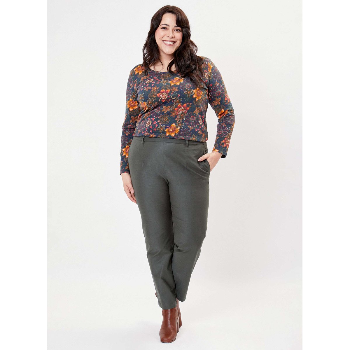 Pantalon toile de coton bio ANITA vert forêt, LA FIANCÉE