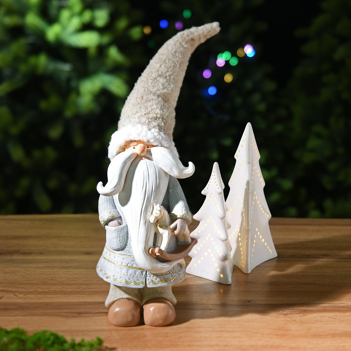Figurine père noël décorative artificielle H45 PLAY gris, SIA DECO