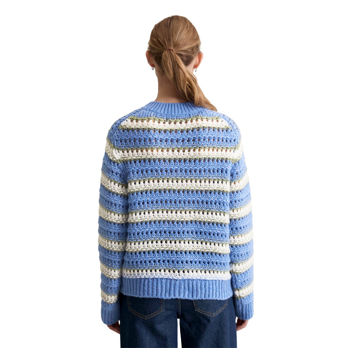 Cardigan regular en doux mélange de laine vierge bleu moyen, MARC O’POLO DENIM