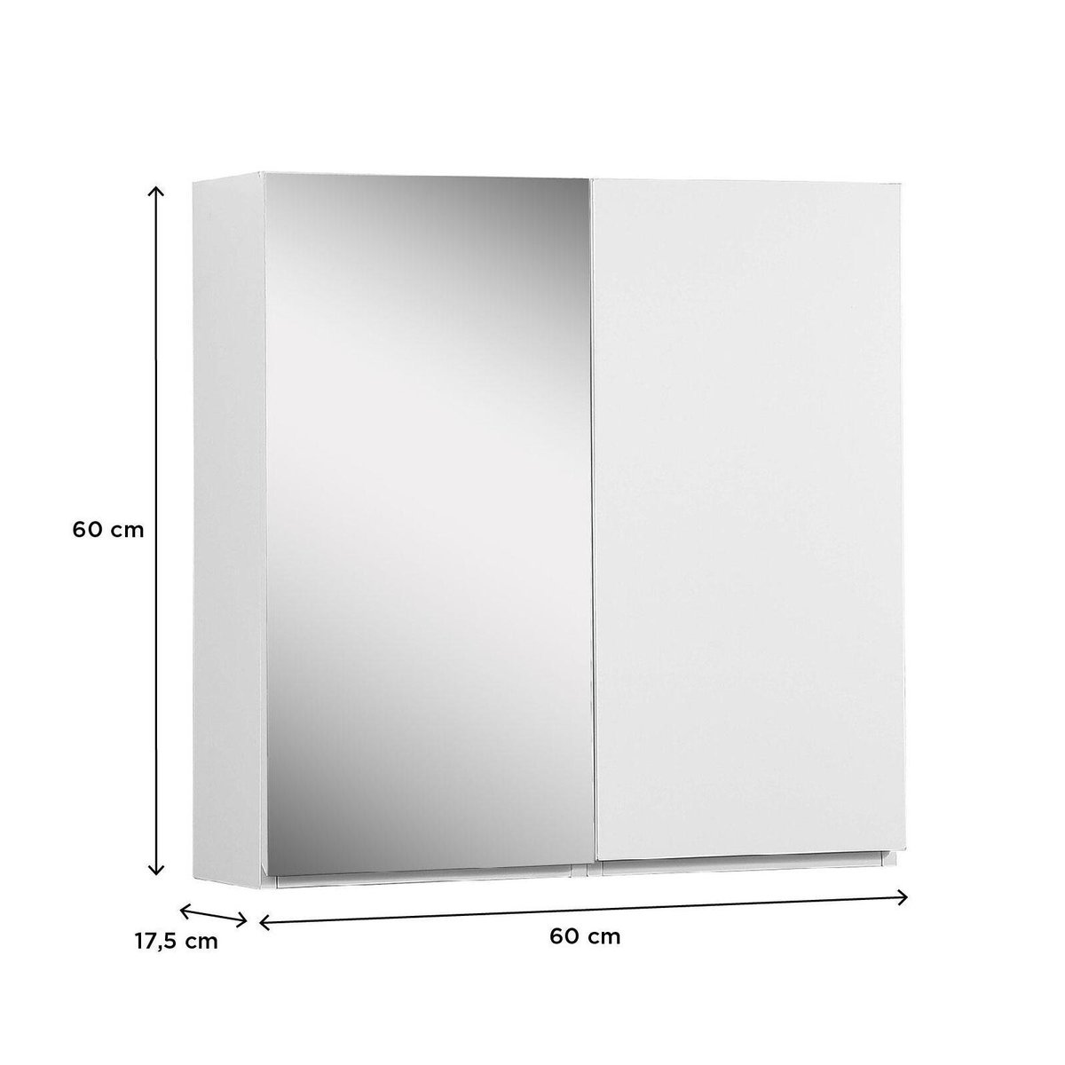 Armoire de toilette 60cm double porte avec miroir WILL blanc brillant, MOB IN