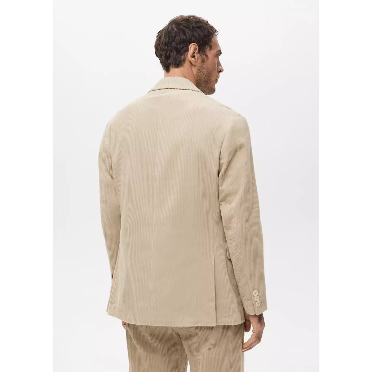 Blazer regular-fit velours côtelé beige, MANGO MAN