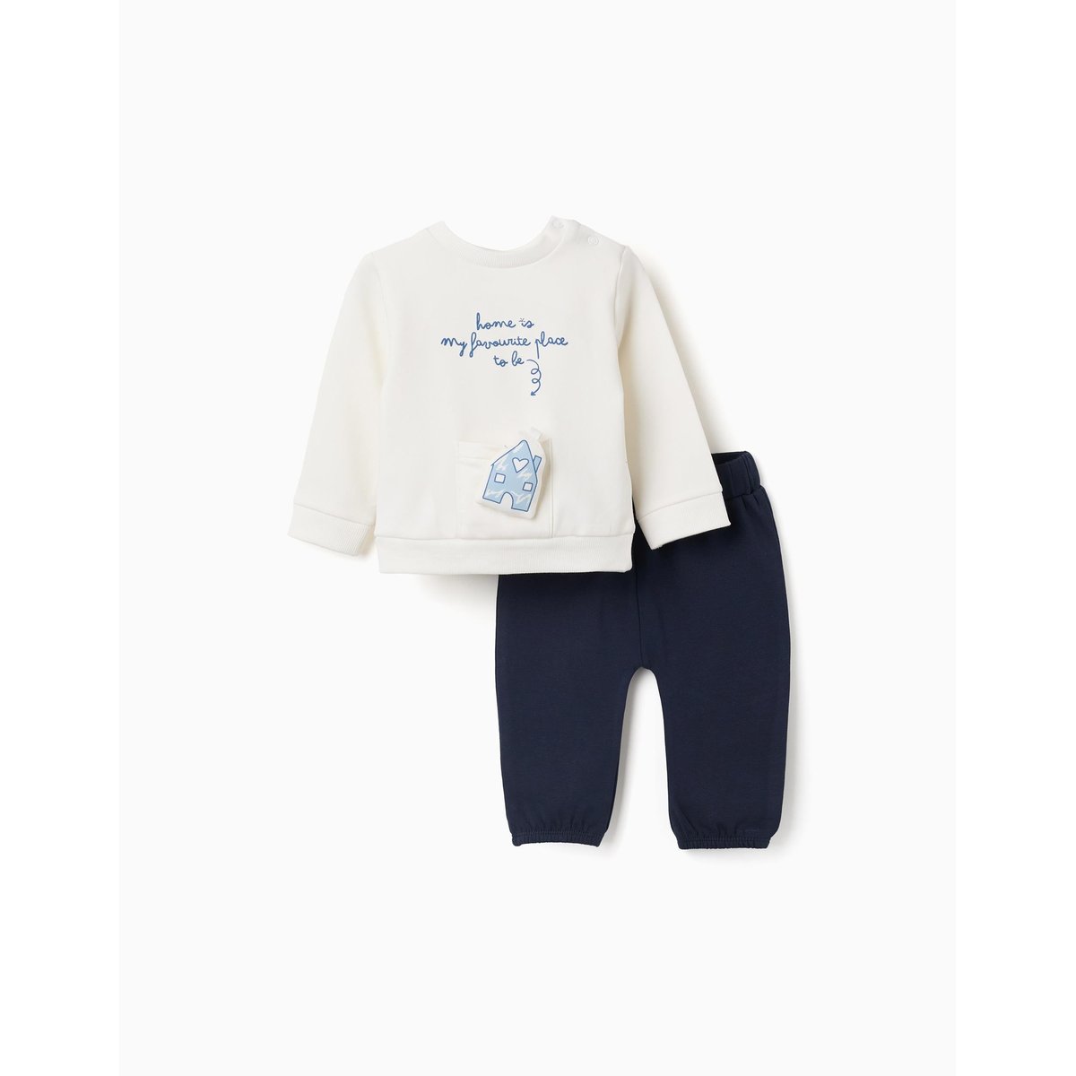 Ensemble en coton peigné avec imprimé et maison 3D bleu foncé, ZIPPY