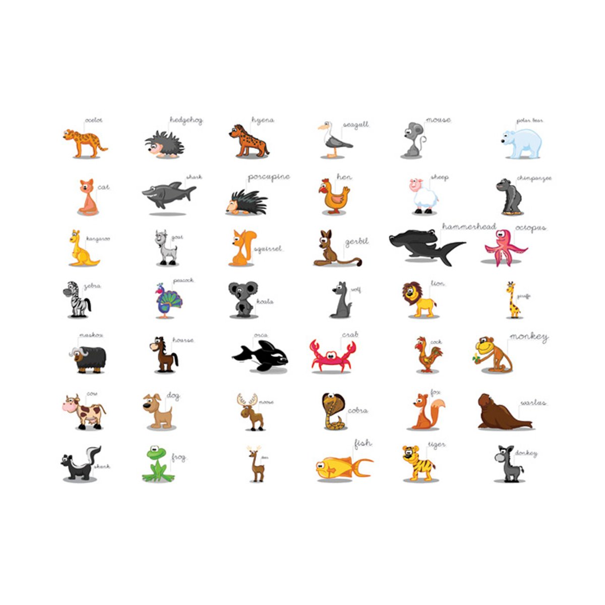 Papier peint intissé panoramique Pour enfants Learning by playing (animals) multicouleur, EDEN