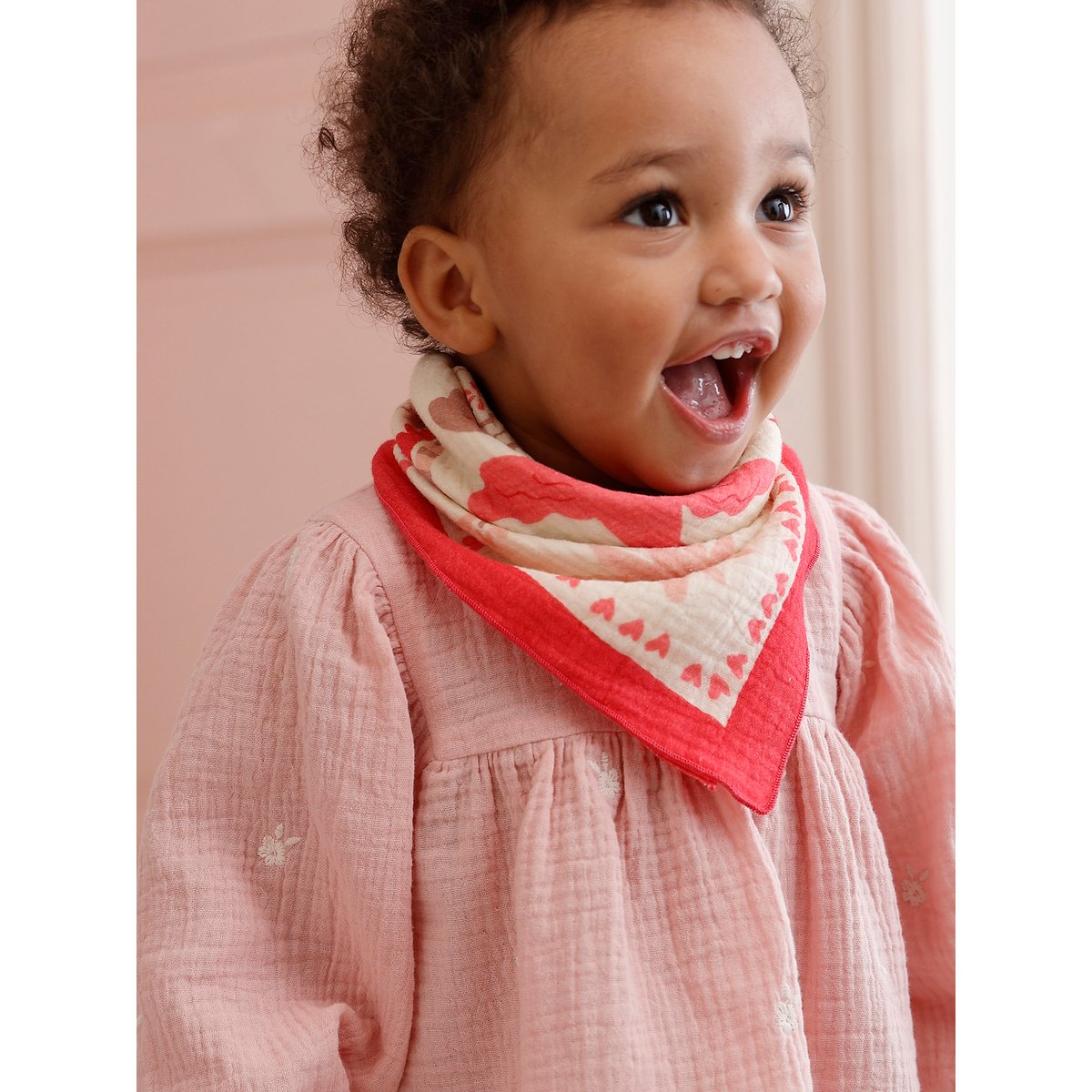 Ensemble bébé blouse et foulard rose, VERTBAUDET