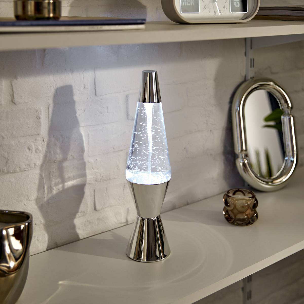 Lampe à poser tornade LAVA argent, ATMOSPHERA