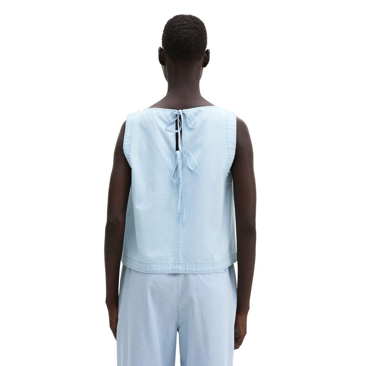 Top chemisier relaxed cropped avec Tencel™ Lyocell bleu clair, MARC O'POLO