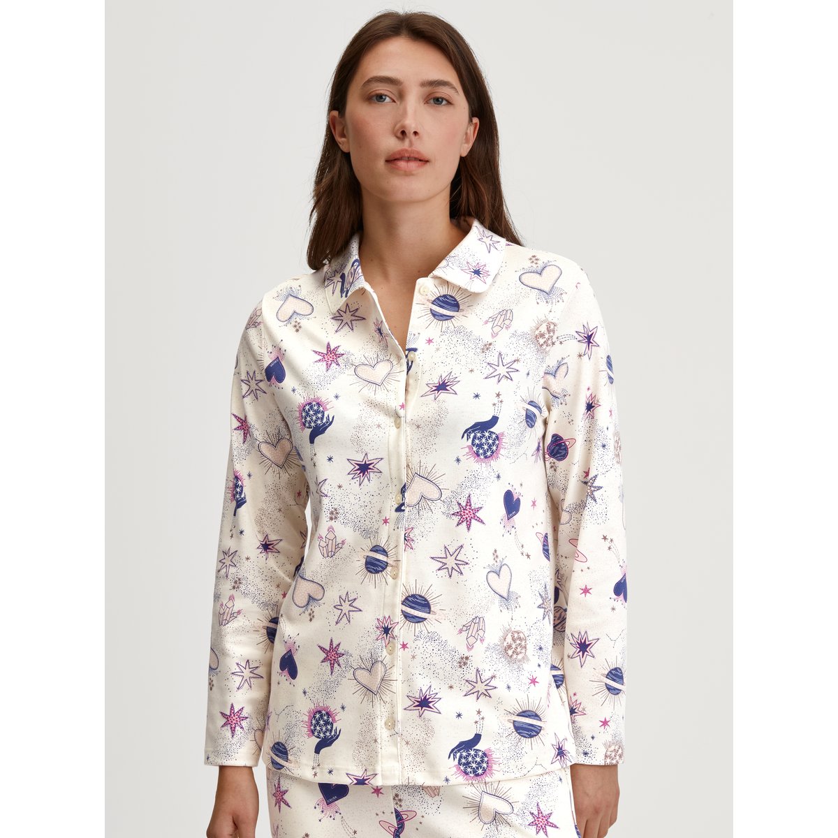 T-shirt manches longues à boutons manches longues Coton FAVOURITES crème de charme, CALIDA