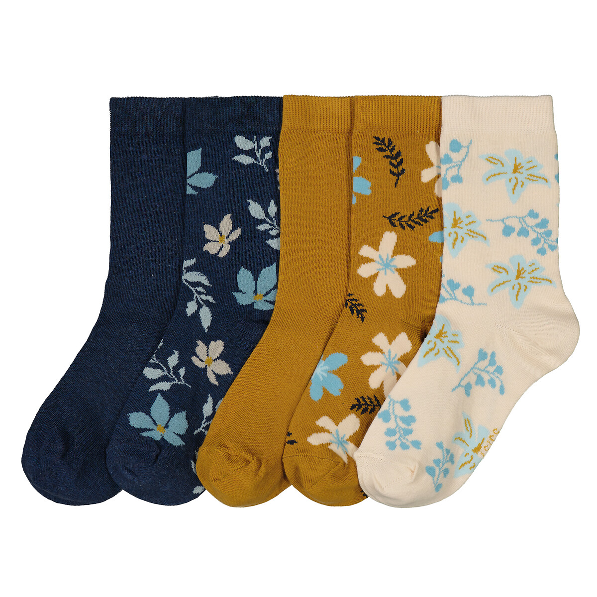 Set van 5 paar kousen met gebloemd motief bedrukt, LA REDOUTE COLLECTIONS