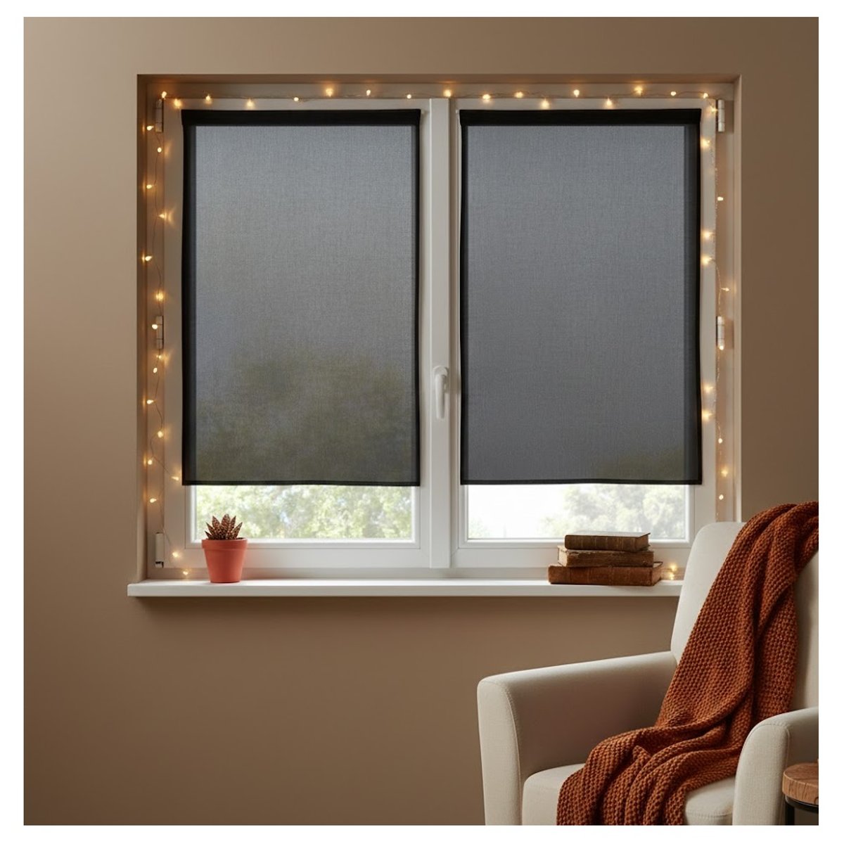 Paire de Rideaux voile uni Brise bise noir, EDEN