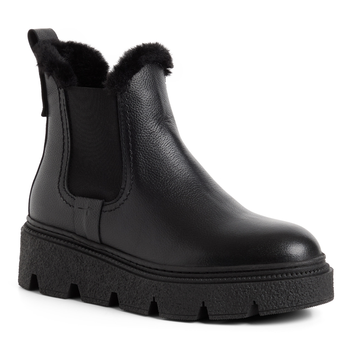 Bottine en cuir noir cuir, TAMARIS