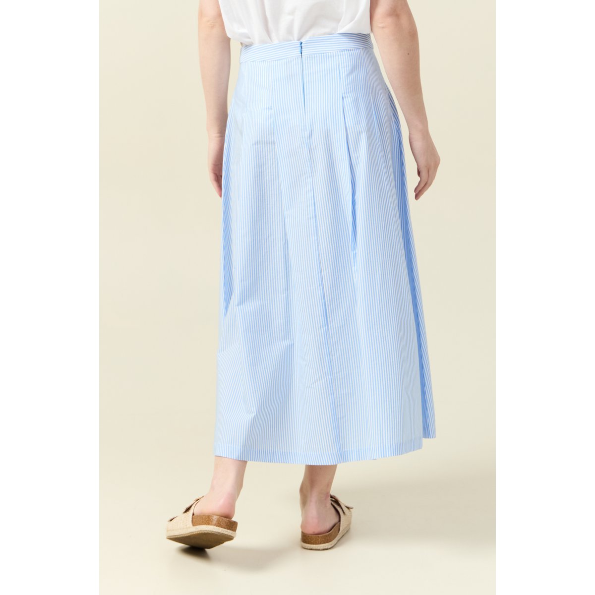 Jupe en coton taille standard bleu, BONOBO