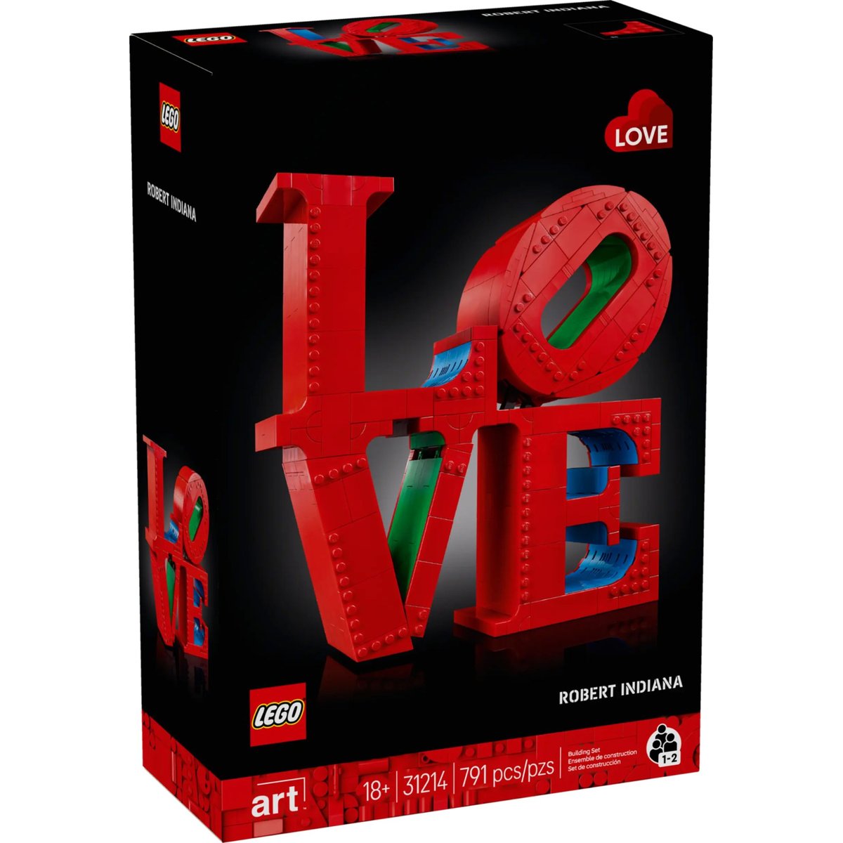LEGO Art - Sculpture LOVE - 31214 : Créez votre chef-d'œuvre rouge, bleu, vert, LEGO