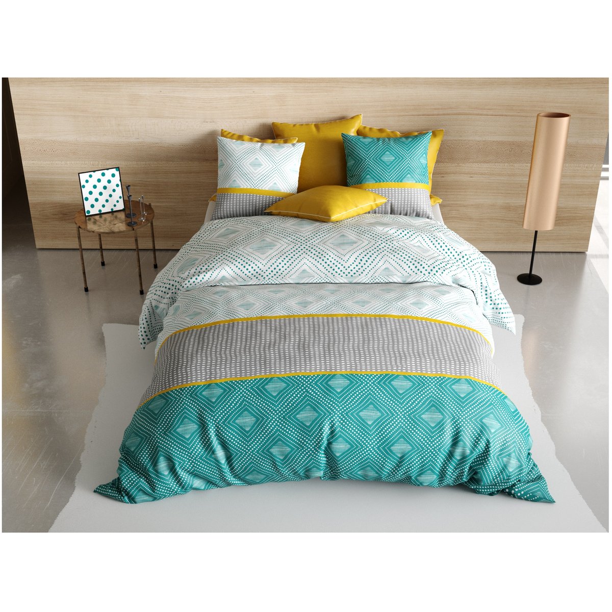 Housse de couette + 2 taies Geo Aurah multicolore, EDEN