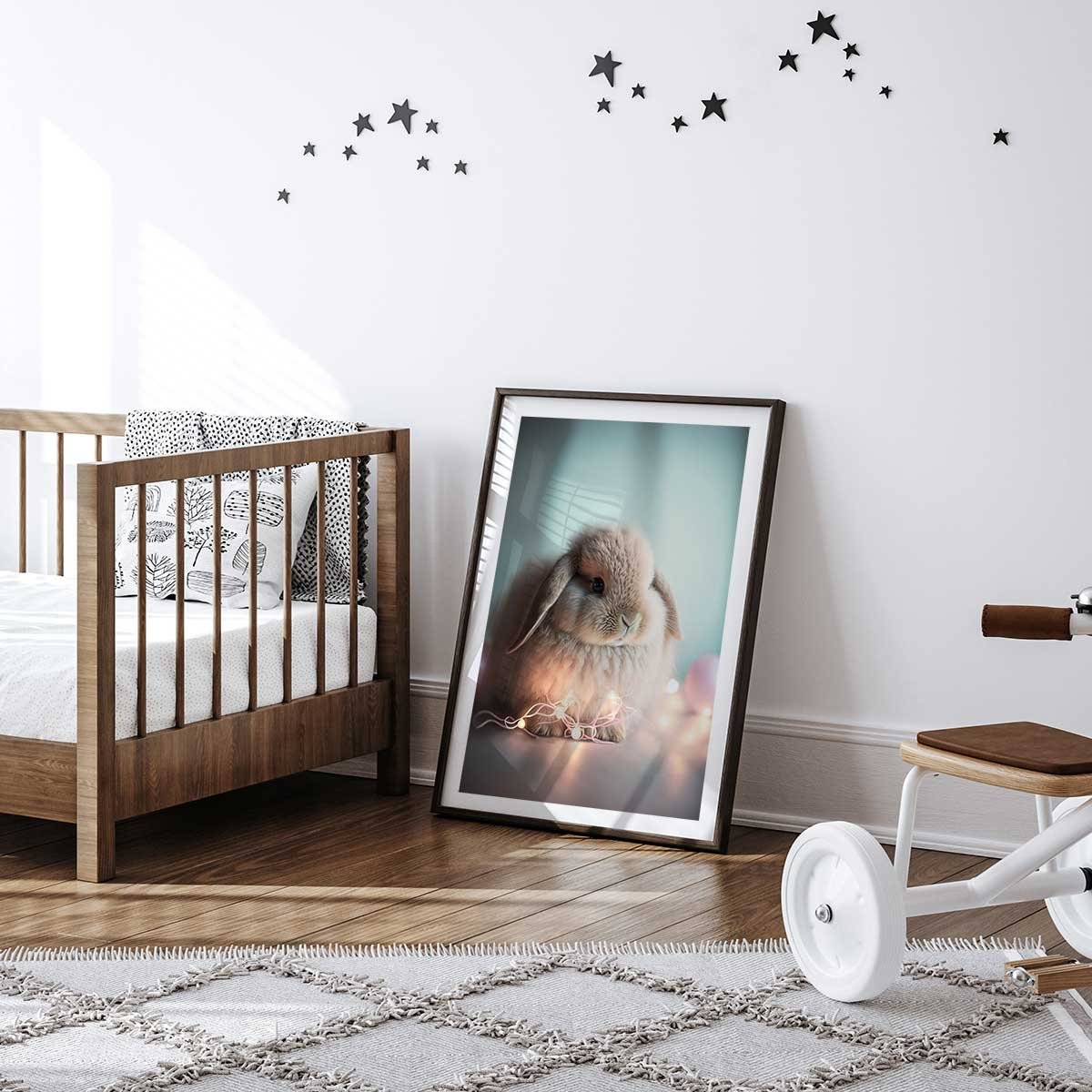 Affiche enfant lapin lumineux affiche seule, HEXOA