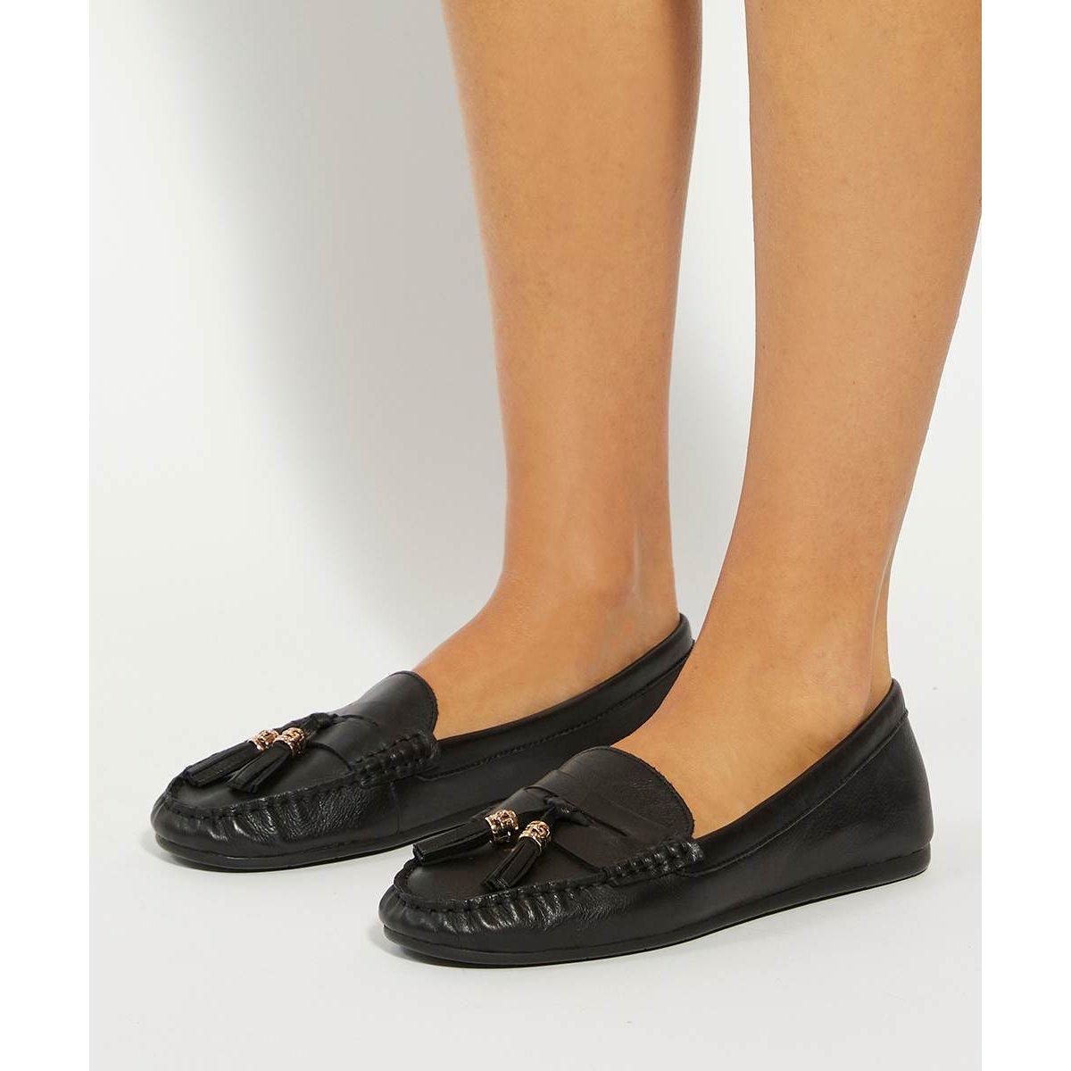 Mocassins en cuir à pampilles - GEEN black-leather, DUNE LONDON