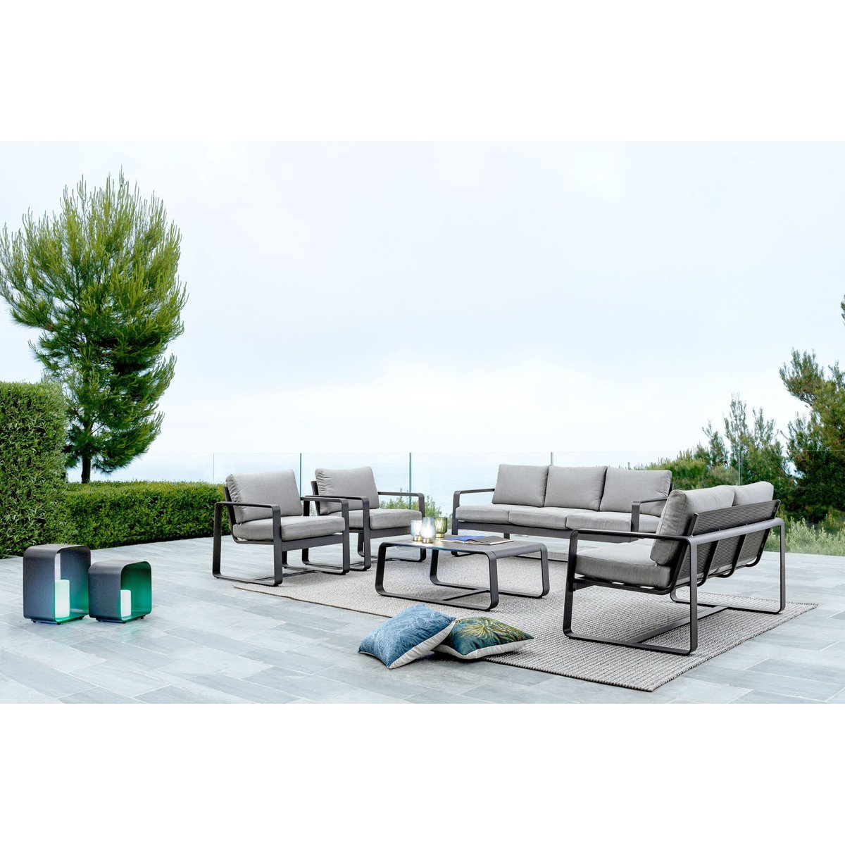 Table basse de jardin rectangulaire en métal L105 - ETRETAT anthracite, HELLIN, DEPUIS 1862