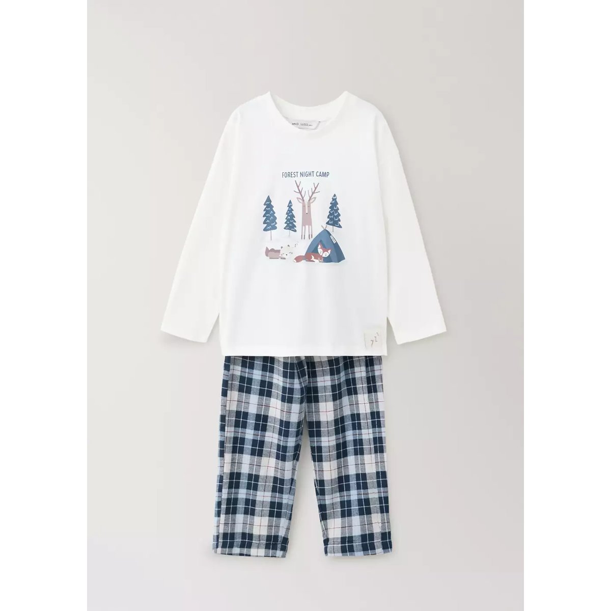Pyjama complet en flanelle à carreaux bleu nuit, MANGO BABY