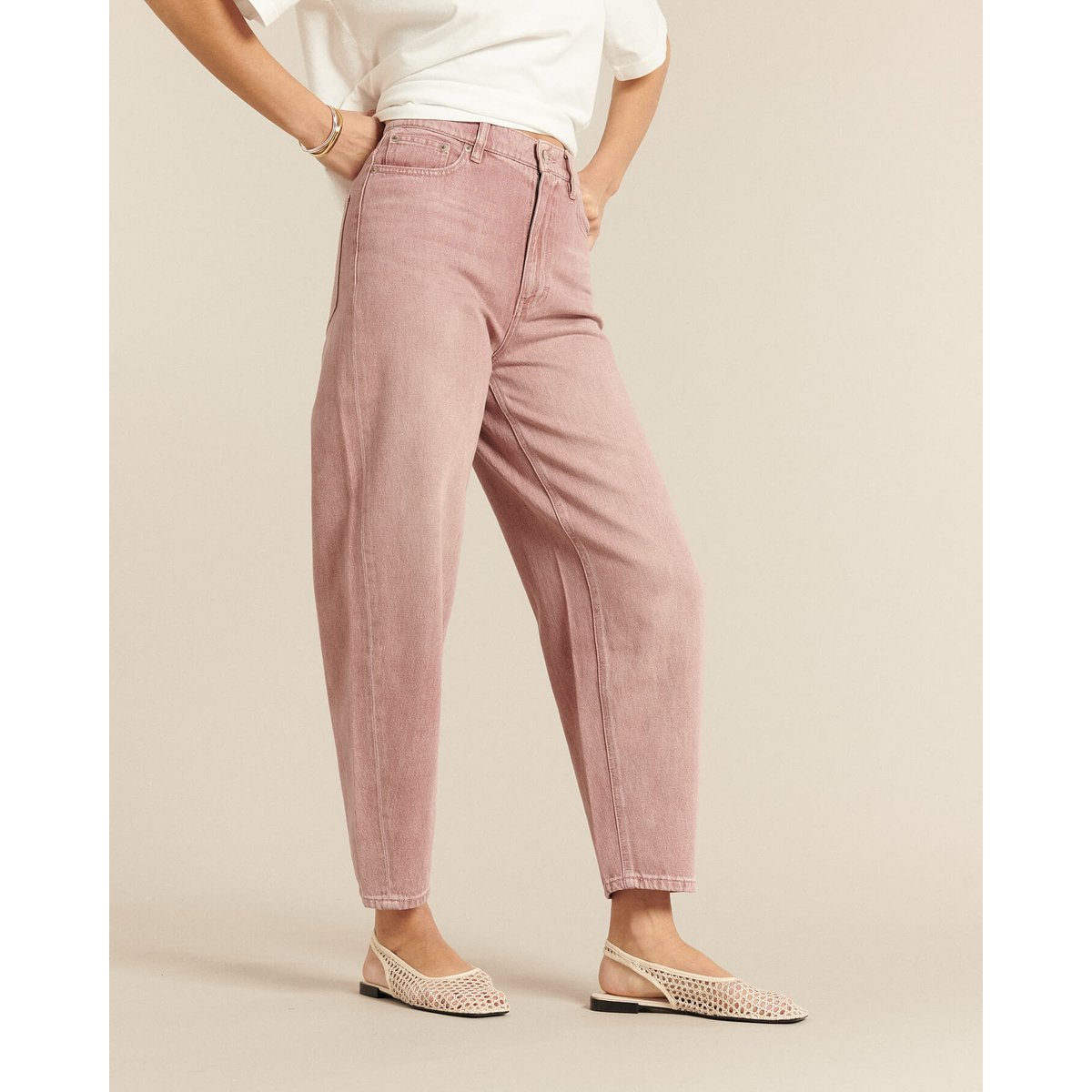 JEANS BALLON TAILLE HAUTE DENIM AUTHENTIQUE quartz, LABDIP