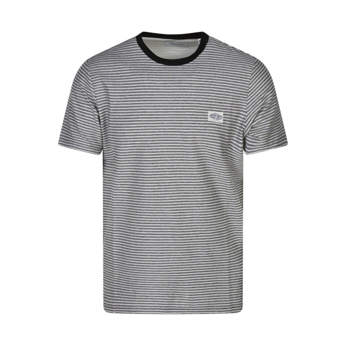 T-shirt noir et écru à coupe droite pourvu d'un col rond et de manches courtes noir, TEDDY SMITH