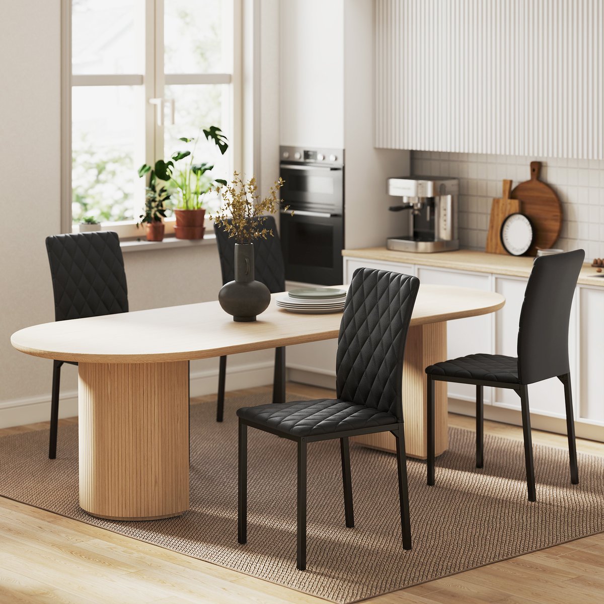 Chaise de salle à manger Polychlorure de noir, HOMCOM