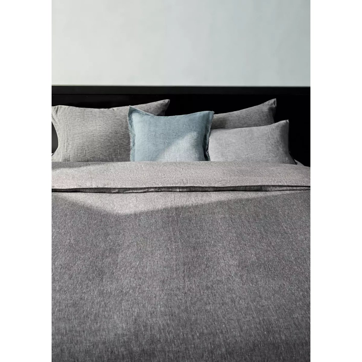 Housse de couette lin fil teinté Lit 180/200 cm gris chiné foncé, MANGO HOME