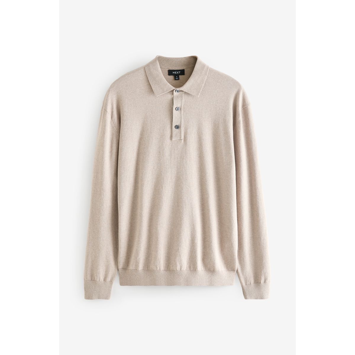 Polo en maille à manches longues, lot de 2 bleu marine/neutre, NEXT
