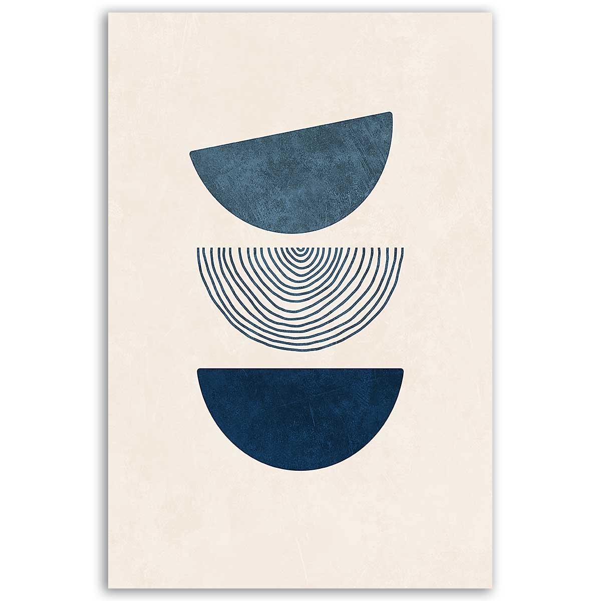 Tableau abstrait demi-cercles bleus toile imprimée, HEXOA